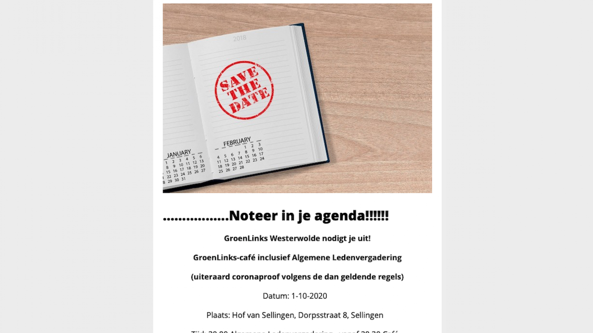 Vooraankondiging GroenLinks café + ALV