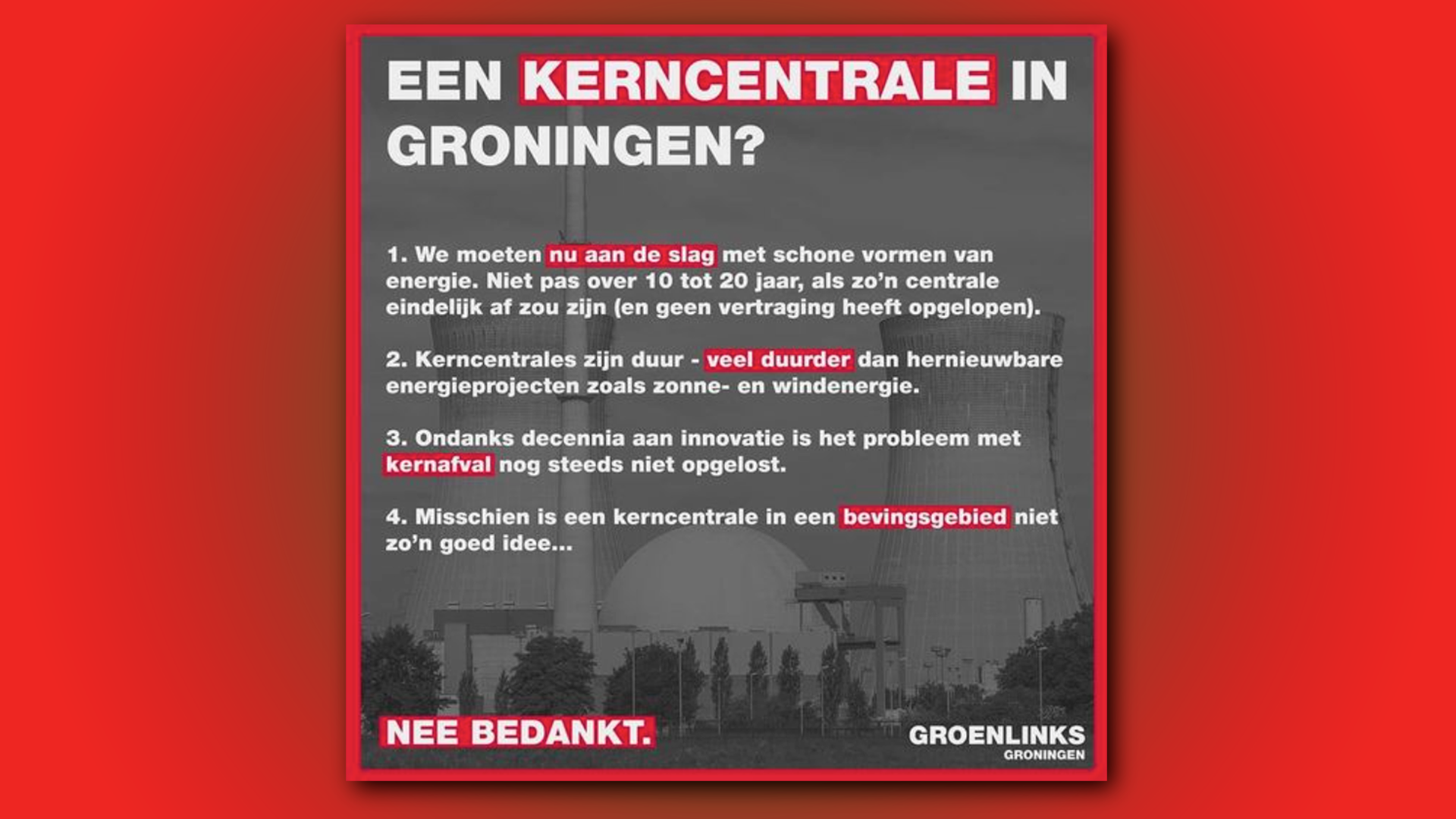 Kerncentrales in Groningen? Nee bedankt.